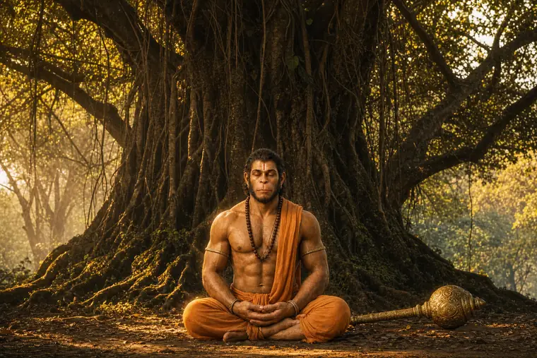Storyboard example shot 1: wide establishing shot of a seated figure beneath a large tree