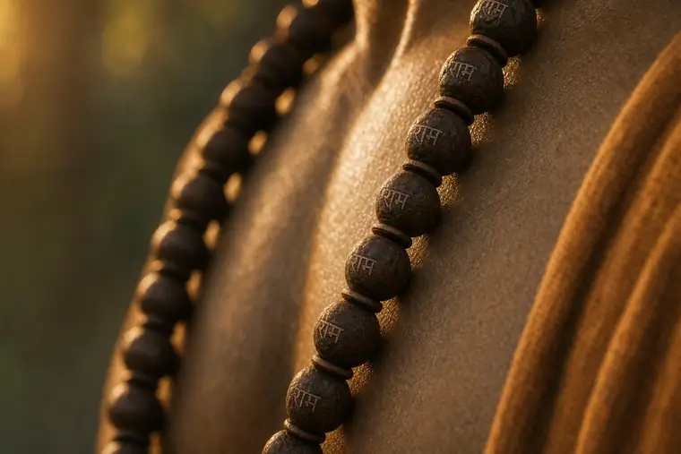 Storyboard example shot 2: extreme close-up detail insert of prayer beads